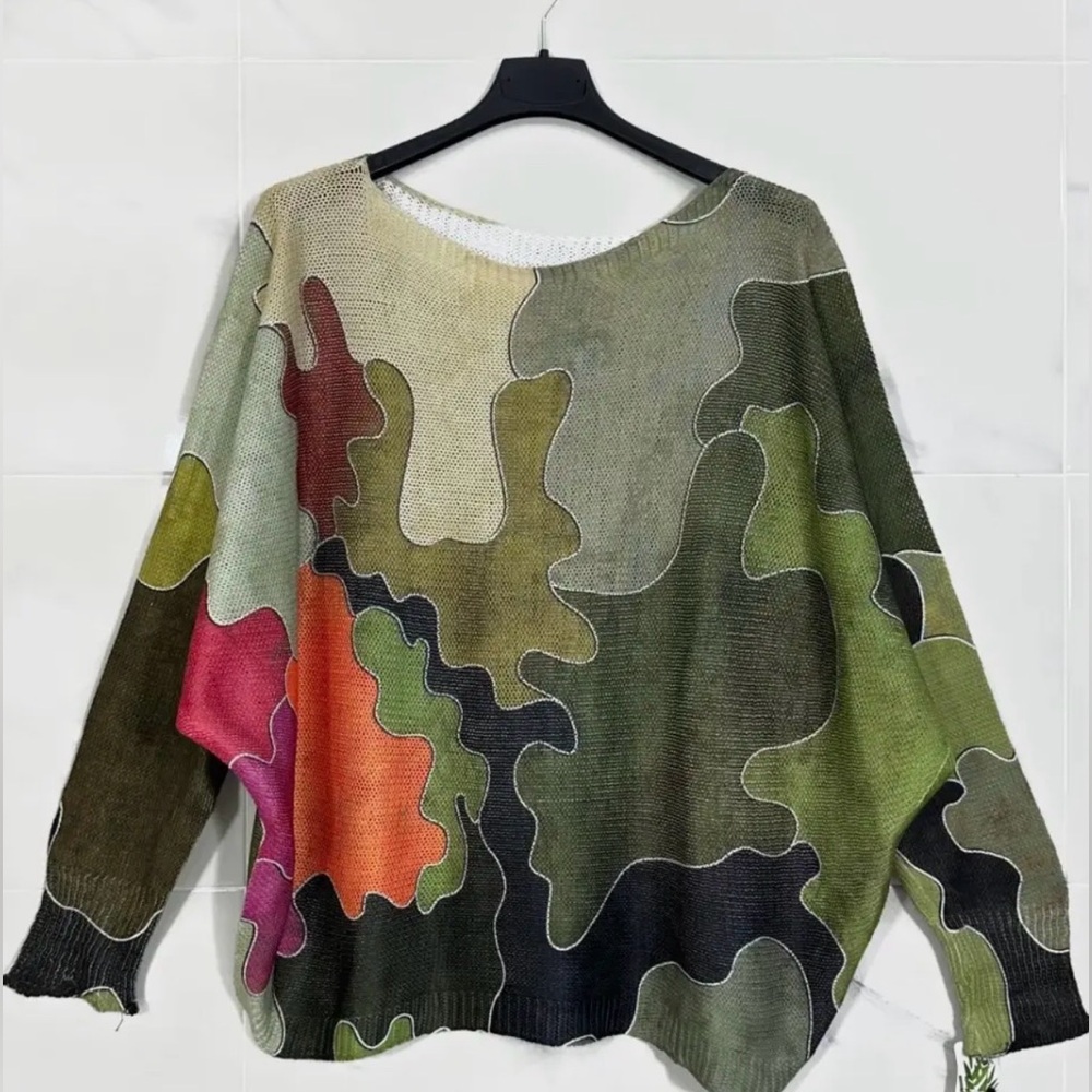 Italian Made Colorful Camo Top